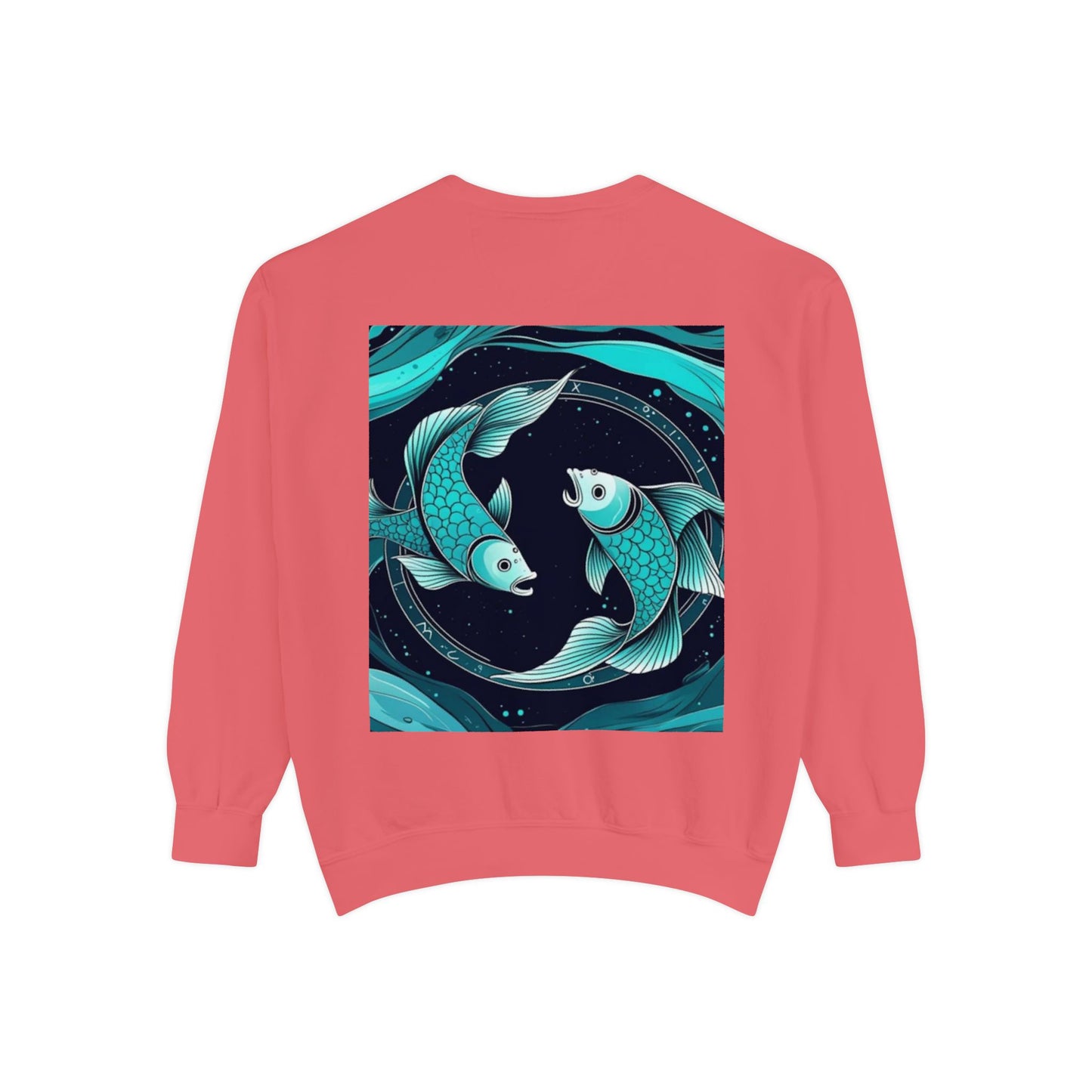 Pisces Astrological sign Unisex Garment-Dyed Sweatshirt, Cozy Sweatshirt, Graphic Pullover, Gift for Nature Lovers, Casual Wear, Stylish Layering