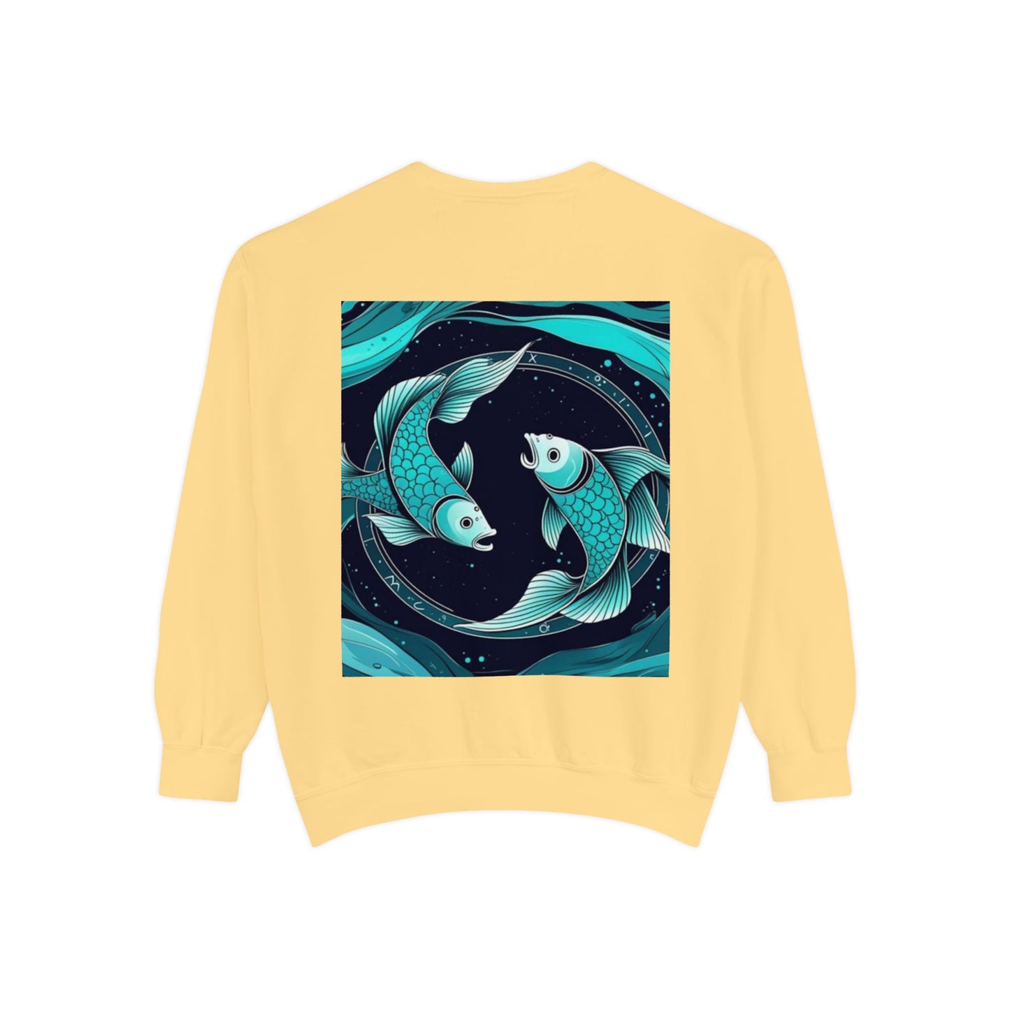 Pisces Astrological sign Unisex Garment-Dyed Sweatshirt, Cozy Sweatshirt, Graphic Pullover, Gift for Nature Lovers, Casual Wear, Stylish Layering