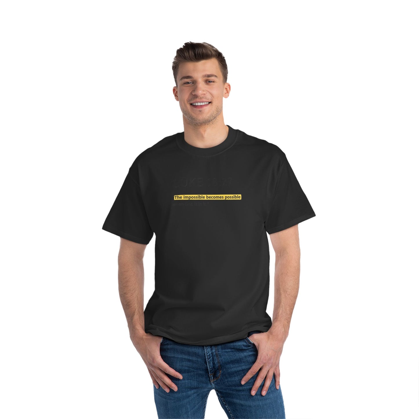 Inspirational Faith T-Shirt, Christian Tee, Religious Gift, Luke 18:27 Shirt, Uplifting Apparel, Casual Wear, Spiritual Inspiration