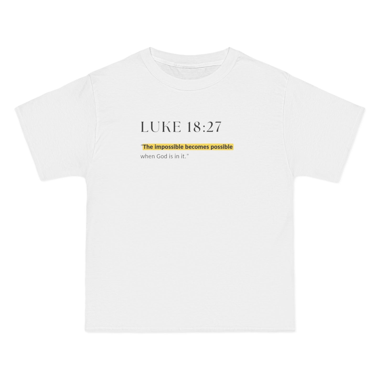 Inspirational Faith T-Shirt, Christian Tee, Religious Gift, Luke 18:27 Shirt, Uplifting Apparel, Casual Wear, Spiritual Inspiration