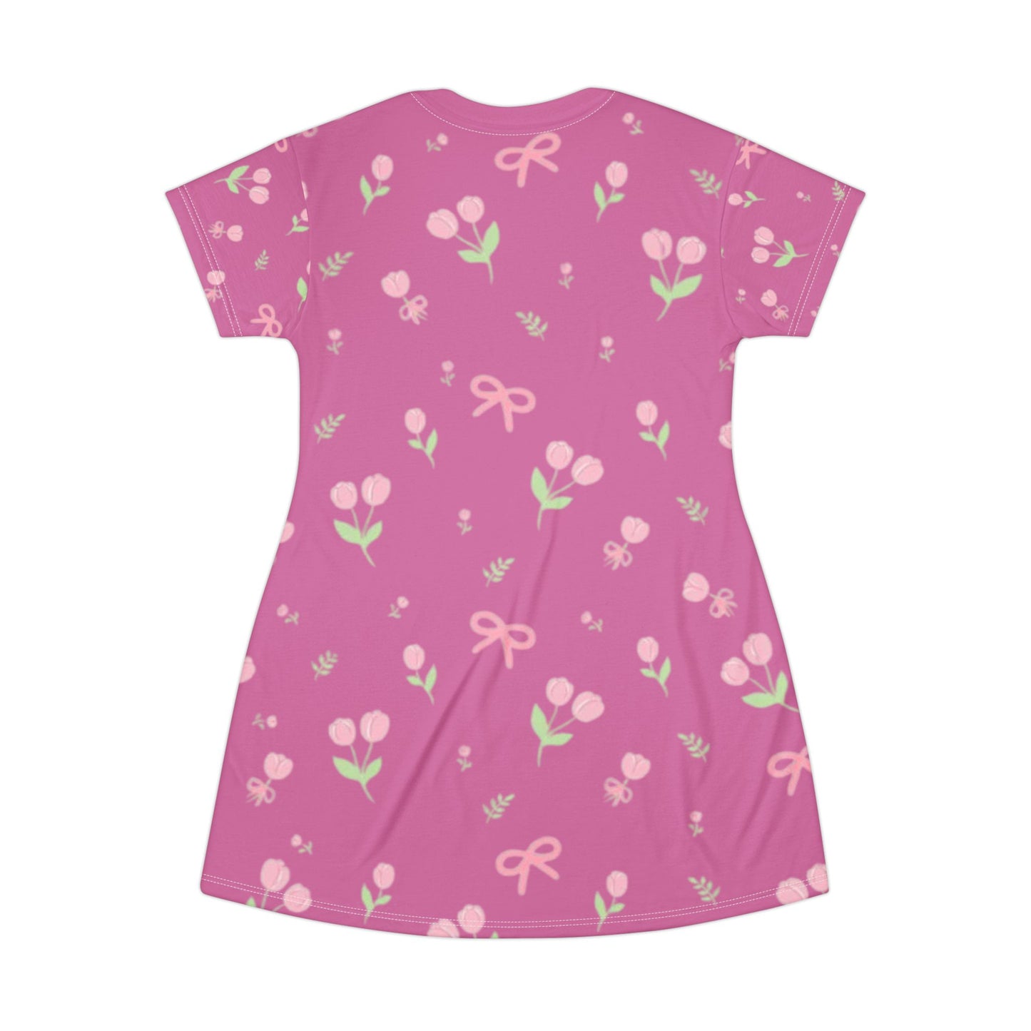 Charming Floral T-Shirt Dress for Spring, Casual Outfit, Feminine Style, Gift for Women, Summer Dress, Everyday Wear