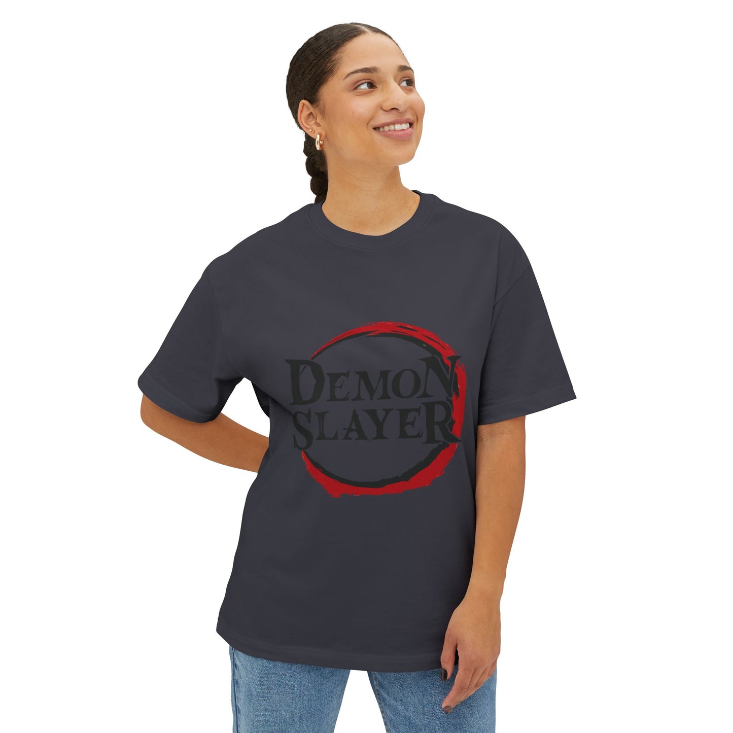 Demon Slayer Unisex Oversized Boxy Tee, Anime Shirt, Gift for Fans, Comfortable Casual Wear, Best for Conventions, Summer Style