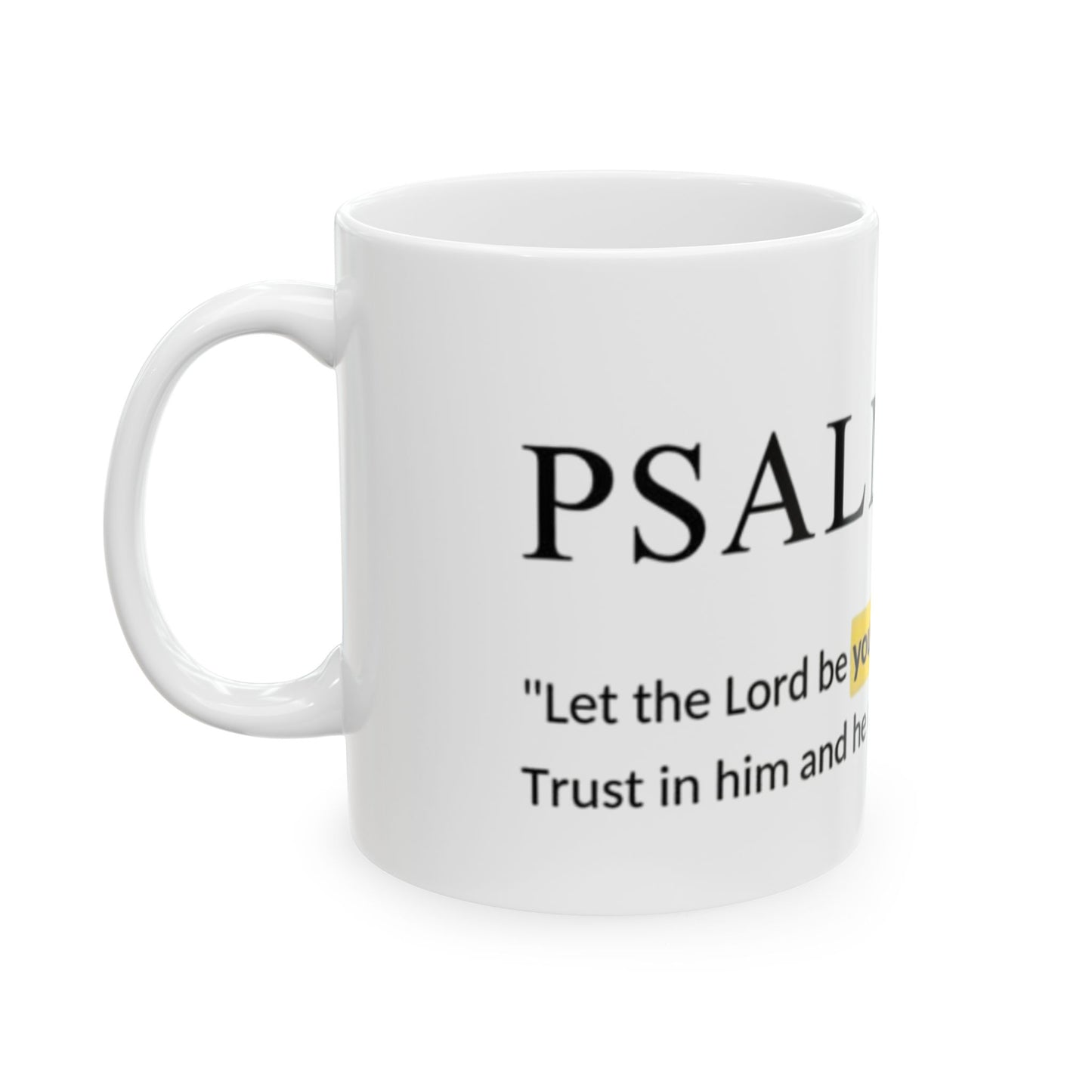 Inspirational Ceramic Mug with Psalm 37:5, Motivational Coffee Cup Gift, Christian Home Decor, Religious Ceramic Drinkware