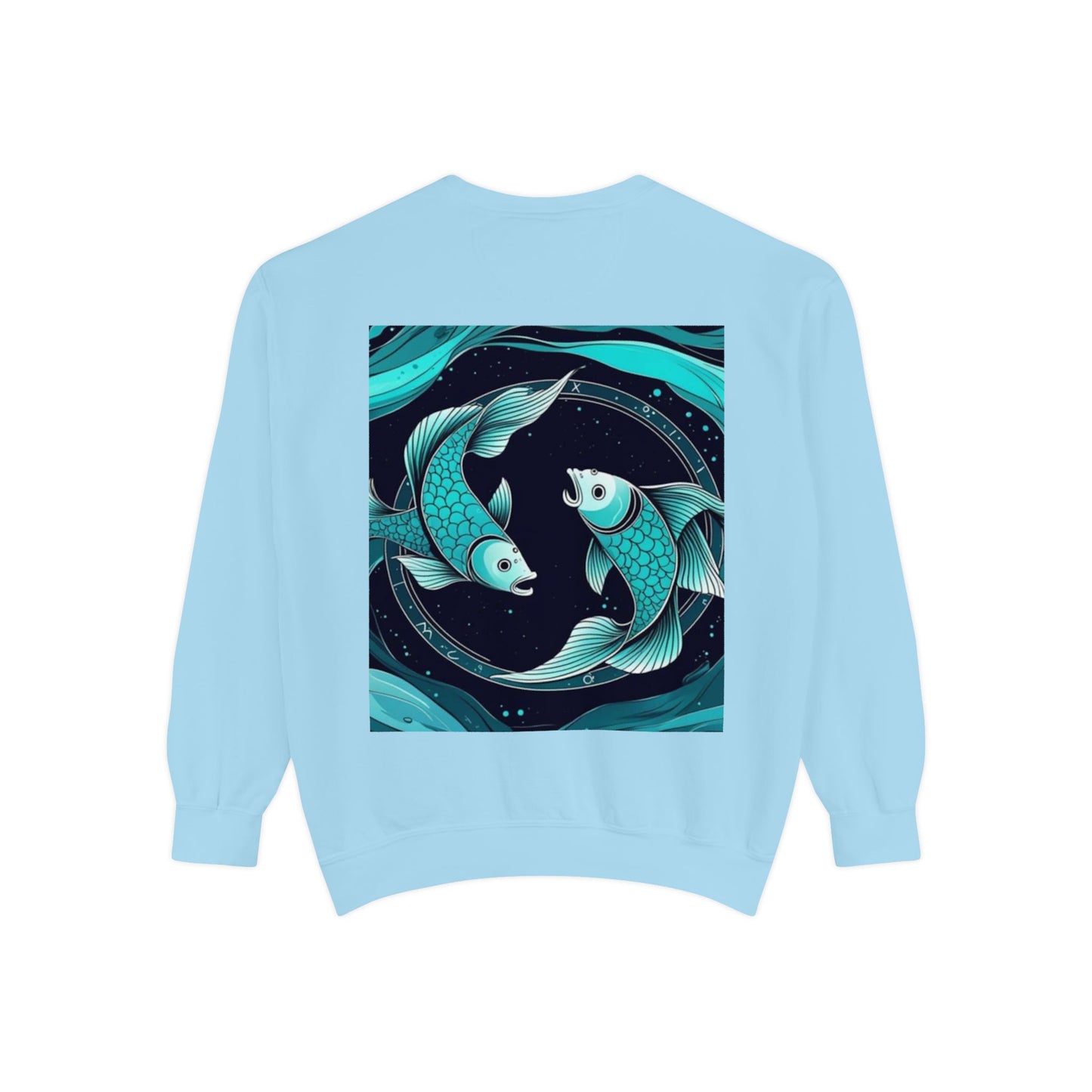 Pisces Astrological sign Unisex Garment-Dyed Sweatshirt, Cozy Sweatshirt, Graphic Pullover, Gift for Nature Lovers, Casual Wear, Stylish Layering