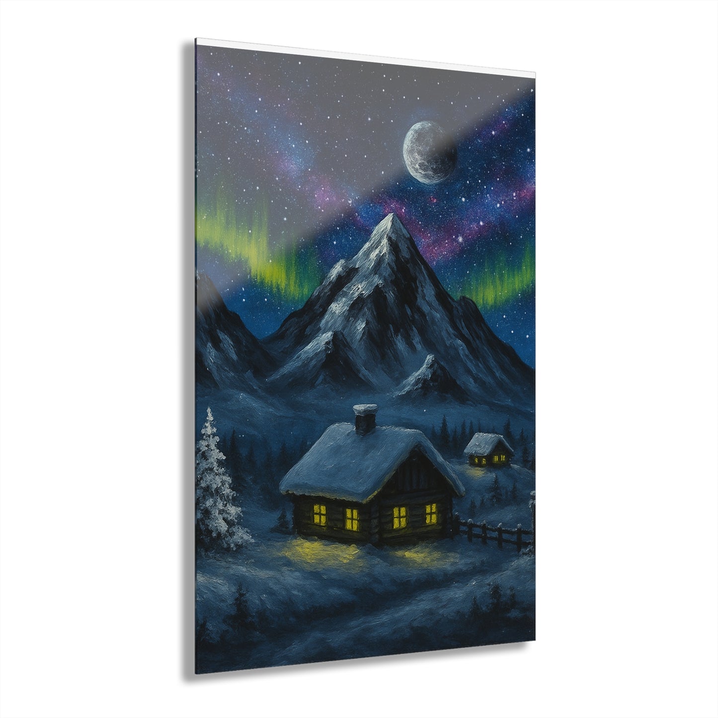 Northern Lights Acrylic Print - Starry Mountain Wall Art, Home Decor, Cozy Cabin Vibes, Nature Lover Gift, Unique Wall Decor