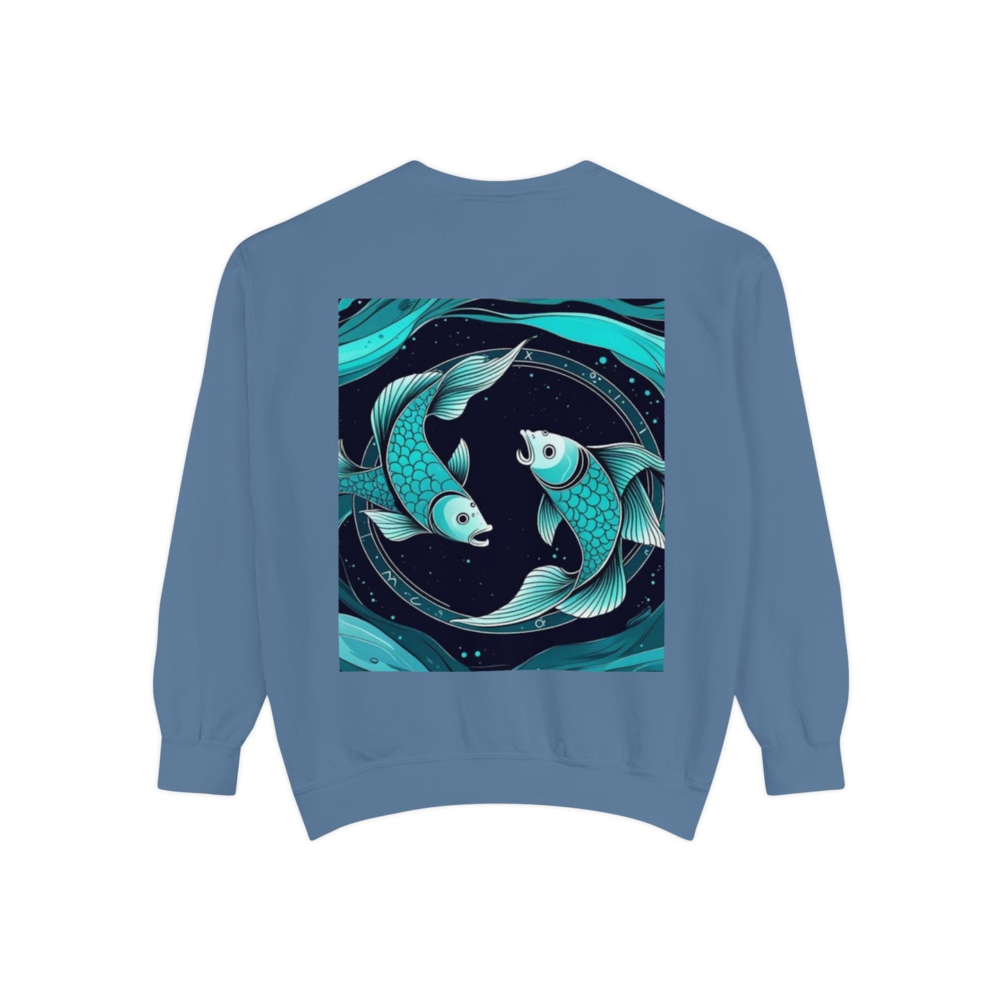 Pisces Astrological sign Unisex Garment-Dyed Sweatshirt, Cozy Sweatshirt, Graphic Pullover, Gift for Nature Lovers, Casual Wear, Stylish Layering