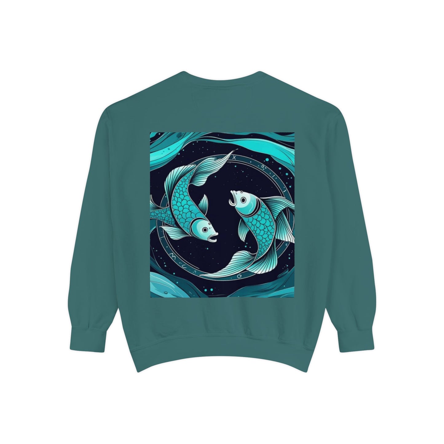 Pisces Astrological sign Unisex Garment-Dyed Sweatshirt, Cozy Sweatshirt, Graphic Pullover, Gift for Nature Lovers, Casual Wear, Stylish Layering