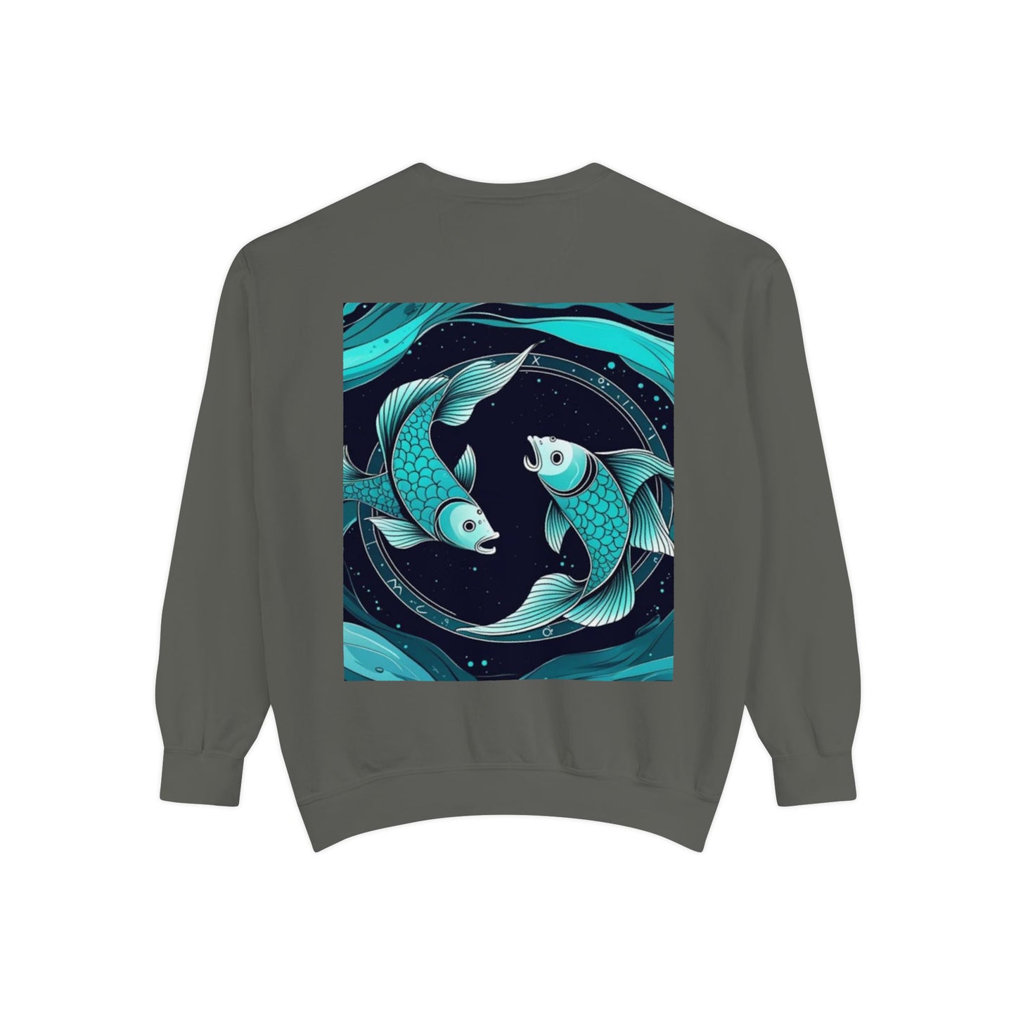 Pisces Astrological sign Unisex Garment-Dyed Sweatshirt, Cozy Sweatshirt, Graphic Pullover, Gift for Nature Lovers, Casual Wear, Stylish Layering