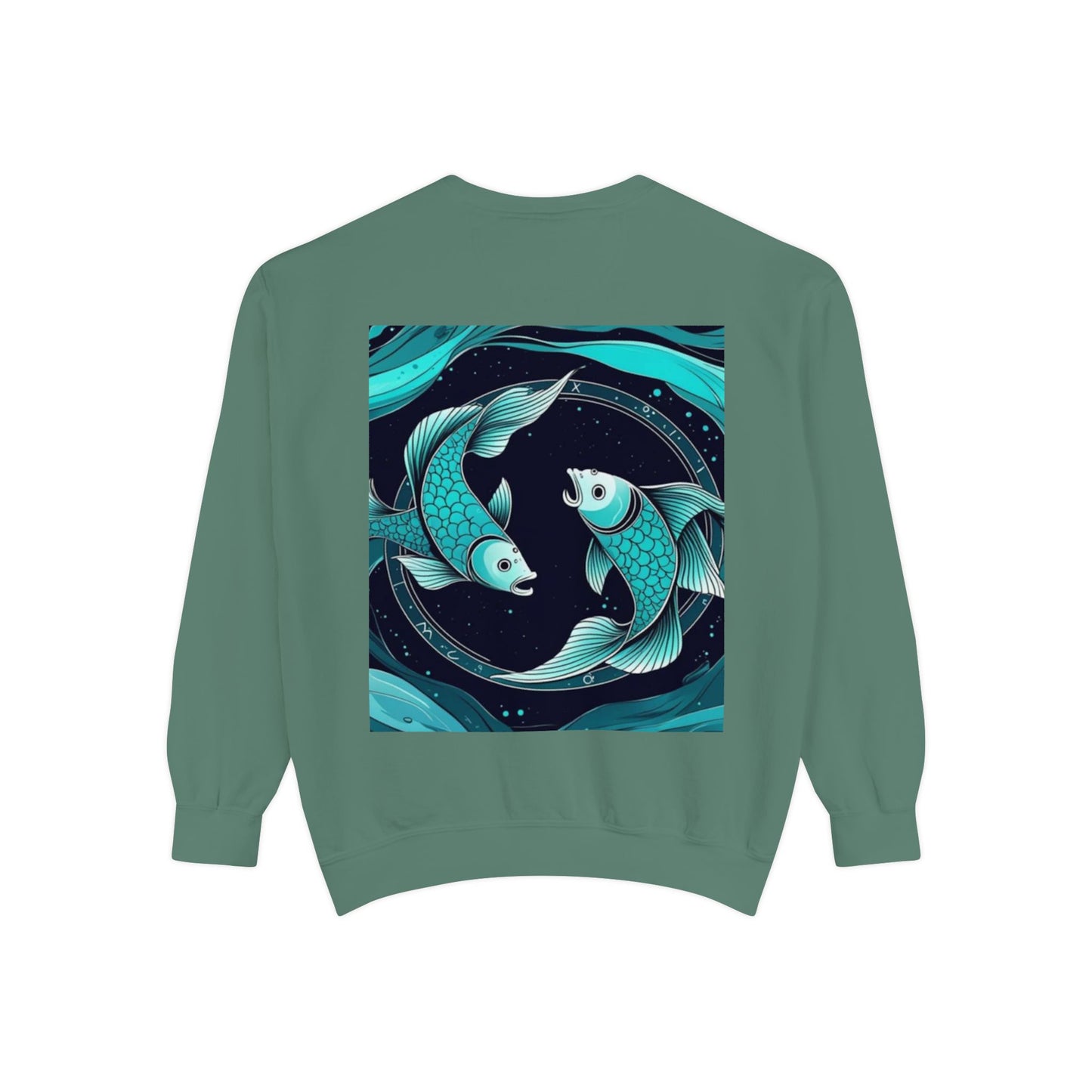 Pisces Astrological sign Unisex Garment-Dyed Sweatshirt, Cozy Sweatshirt, Graphic Pullover, Gift for Nature Lovers, Casual Wear, Stylish Layering