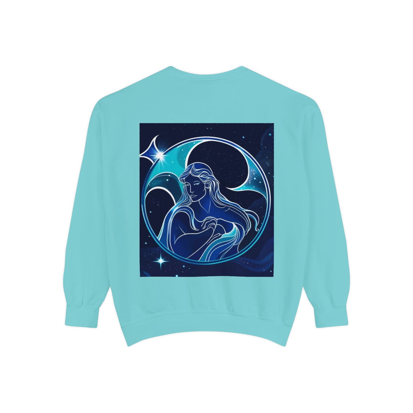 Aquarius Unisex Garment-Dyed Sweatshirt, Zodiac Sign Sweatshirt, Astrology Apparel, Cozy Layer, Astrology Gift