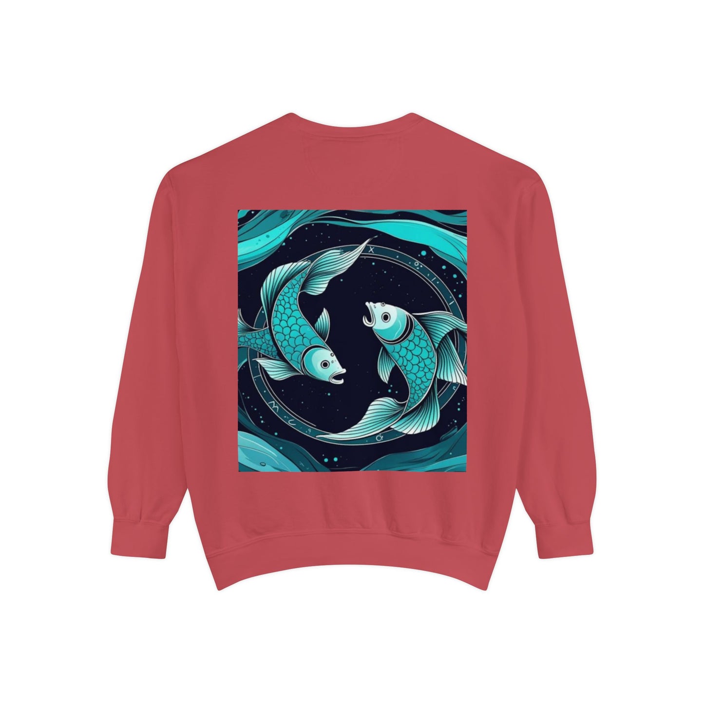 Pisces Astrological sign Unisex Garment-Dyed Sweatshirt, Cozy Sweatshirt, Graphic Pullover, Gift for Nature Lovers, Casual Wear, Stylish Layering