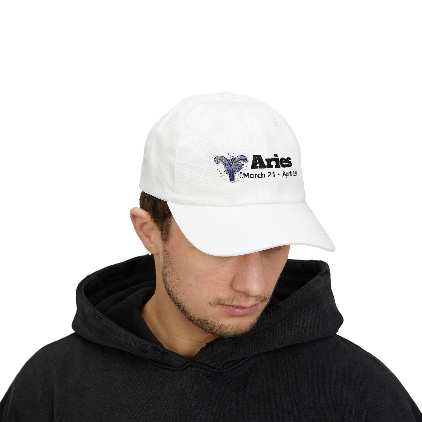 Astrological Aries Dad Cap | Classic White Baseball Hat, Birthday Gift, Zodiac Fashion, Home, Everyday Style, Astrology Lover