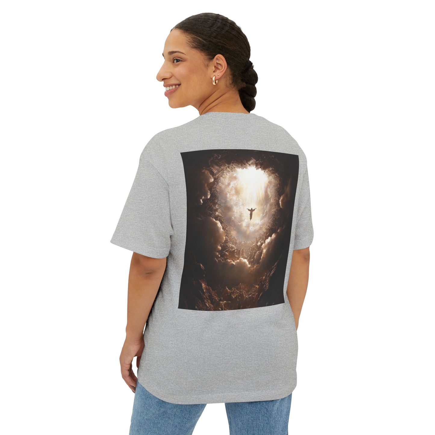 Inspirational Oversized Tee, Faith-Based T-Shirt, Unisex Boxy Shirt, Perfect Gift for Believers, Comfortable Back Design