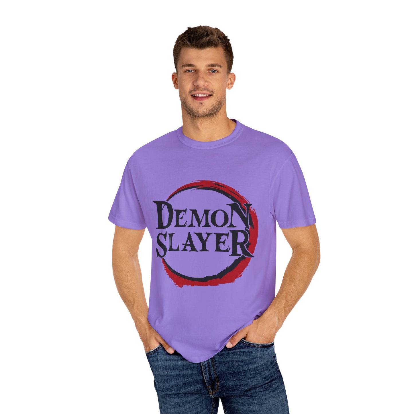 Demon Slayer Unisex Garment-Dyed T-Shirt, Anime Apparel, Gift for Fans, Casual Wear, Trendy Graphic Tee