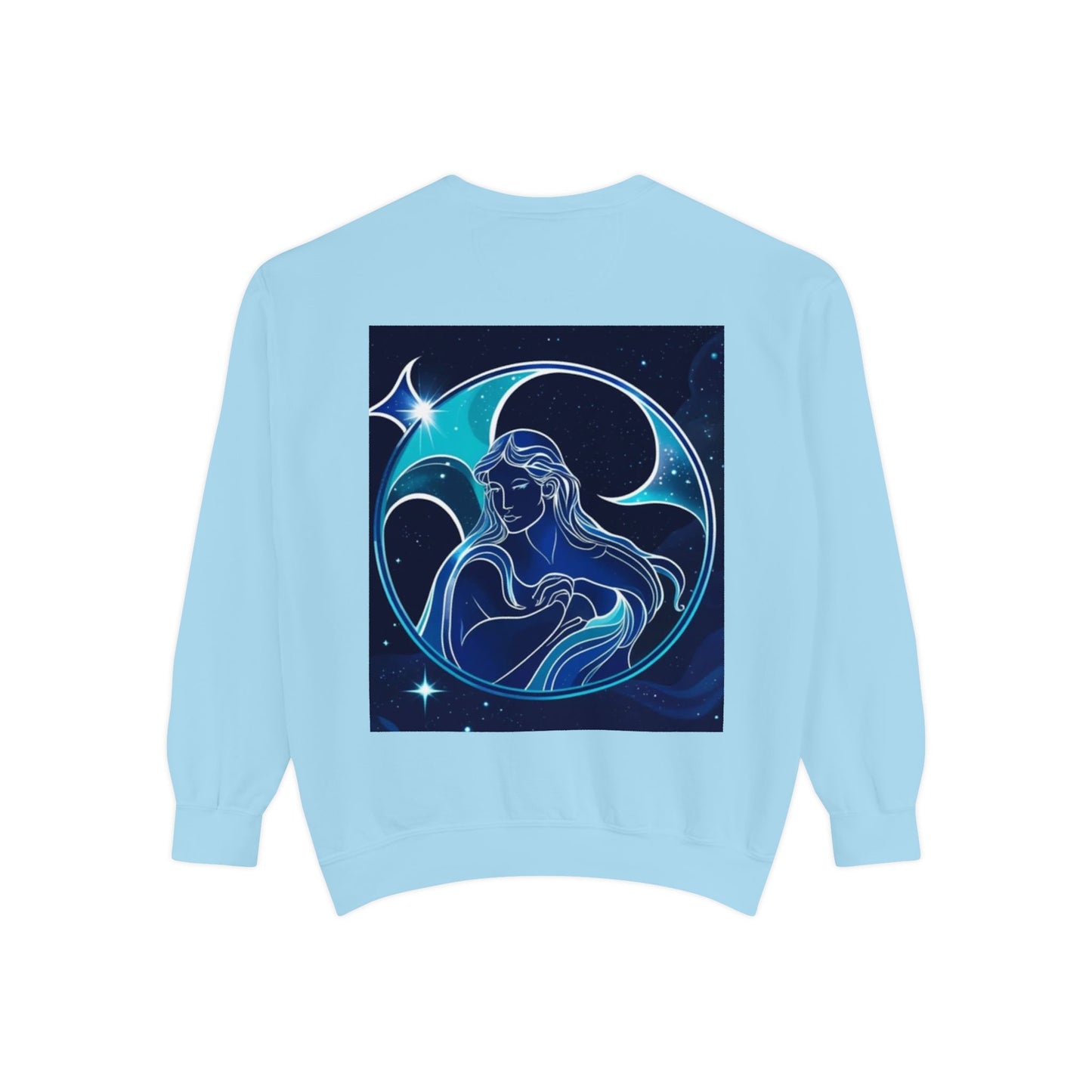 Aquarius Unisex Garment-Dyed Sweatshirt, Zodiac Sign Sweatshirt, Astrology Apparel, Cozy Layer, Astrology Gift