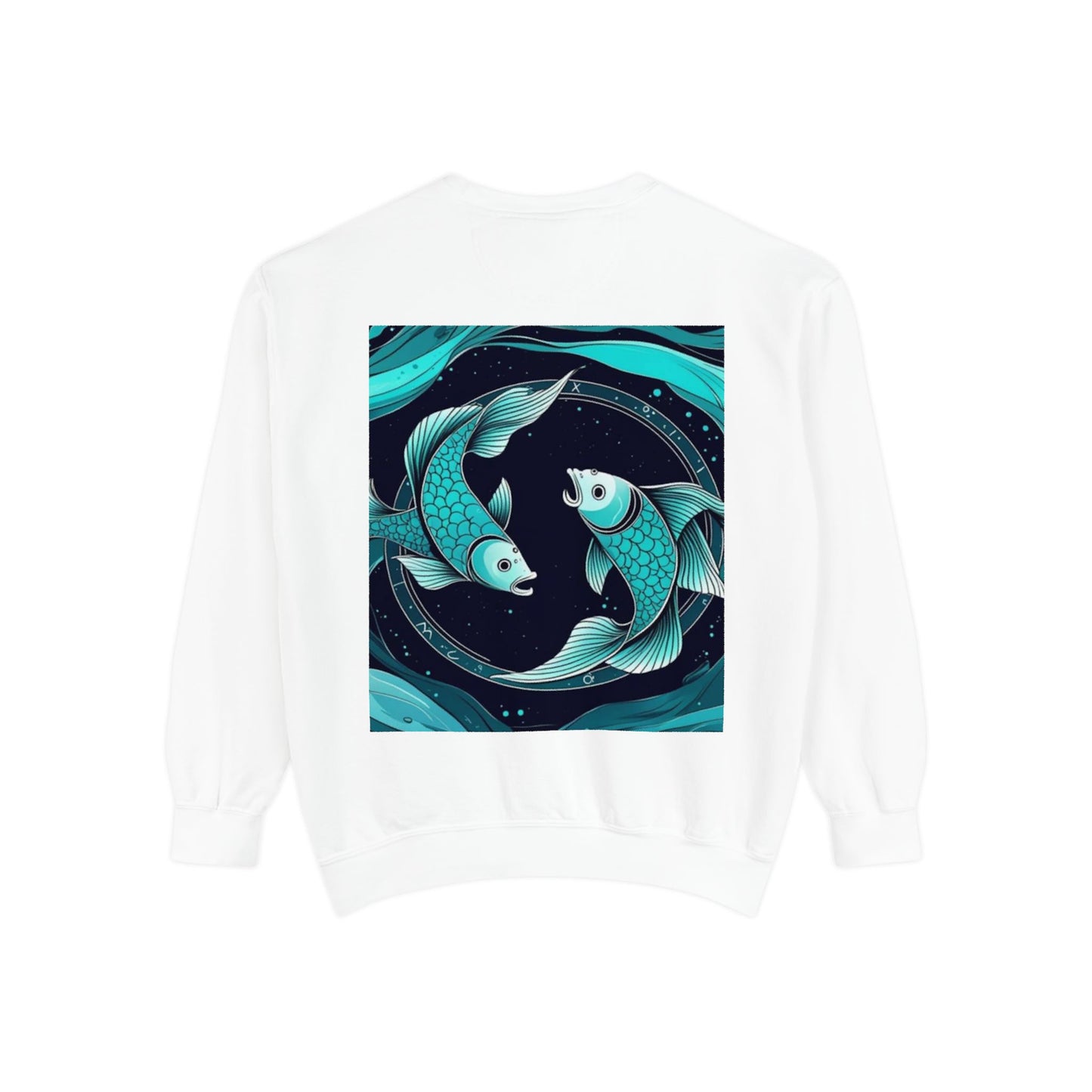 Pisces Astrological sign Unisex Garment-Dyed Sweatshirt, Cozy Sweatshirt, Graphic Pullover, Gift for Nature Lovers, Casual Wear, Stylish Layering