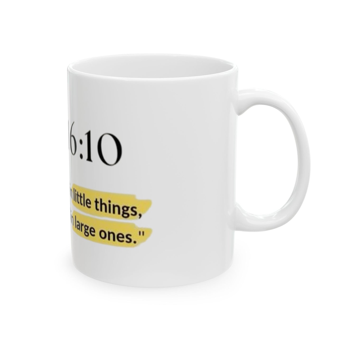 Faithful in Little Things Ceramic Mug - Inspirational Coffee Cup for Encouragement, Bible Verse Gift, Thoughtful Present
