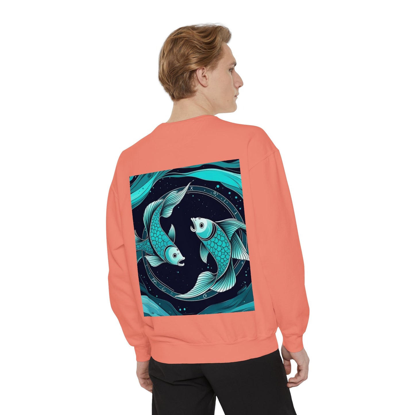 Pisces Astrological sign Unisex Garment-Dyed Sweatshirt, Cozy Sweatshirt, Graphic Pullover, Gift for Nature Lovers, Casual Wear, Stylish Layering