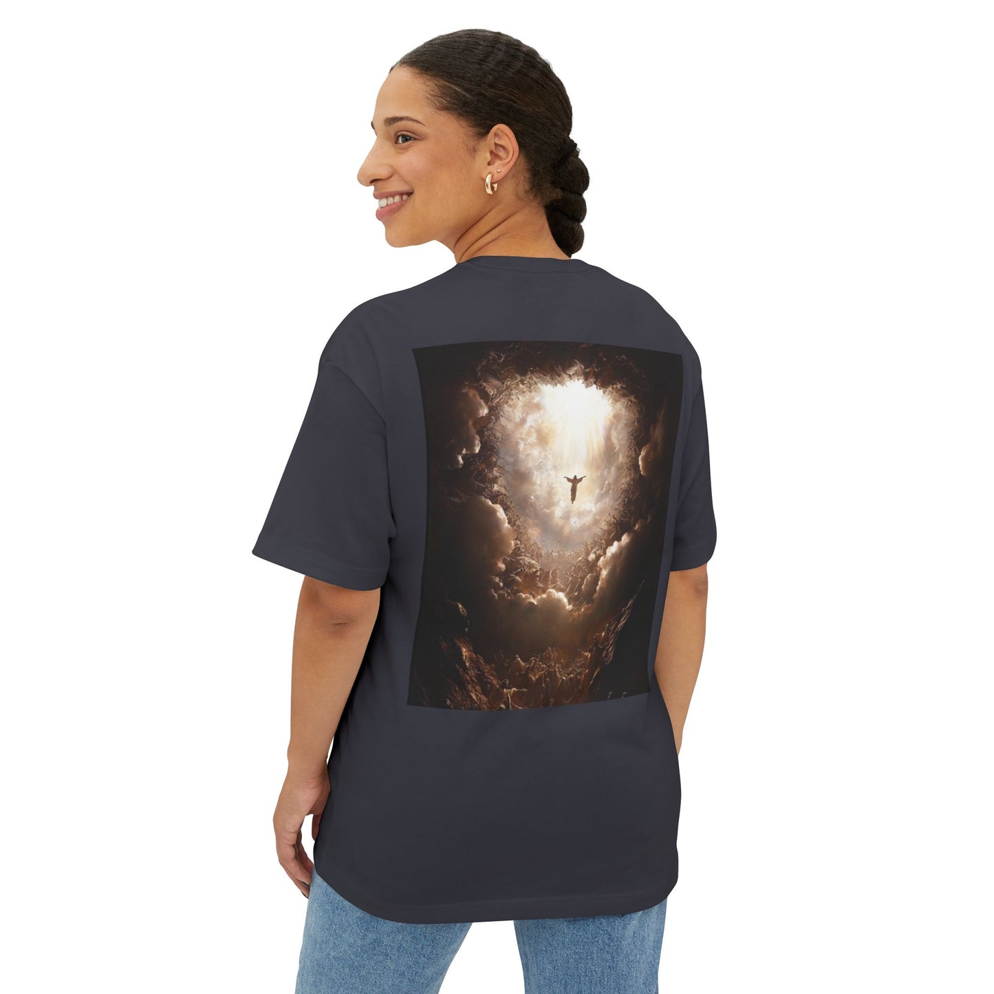 Inspirational Oversized Tee, Faith-Based T-Shirt, Unisex Boxy Shirt, Perfect Gift for Believers, Comfortable Back Design