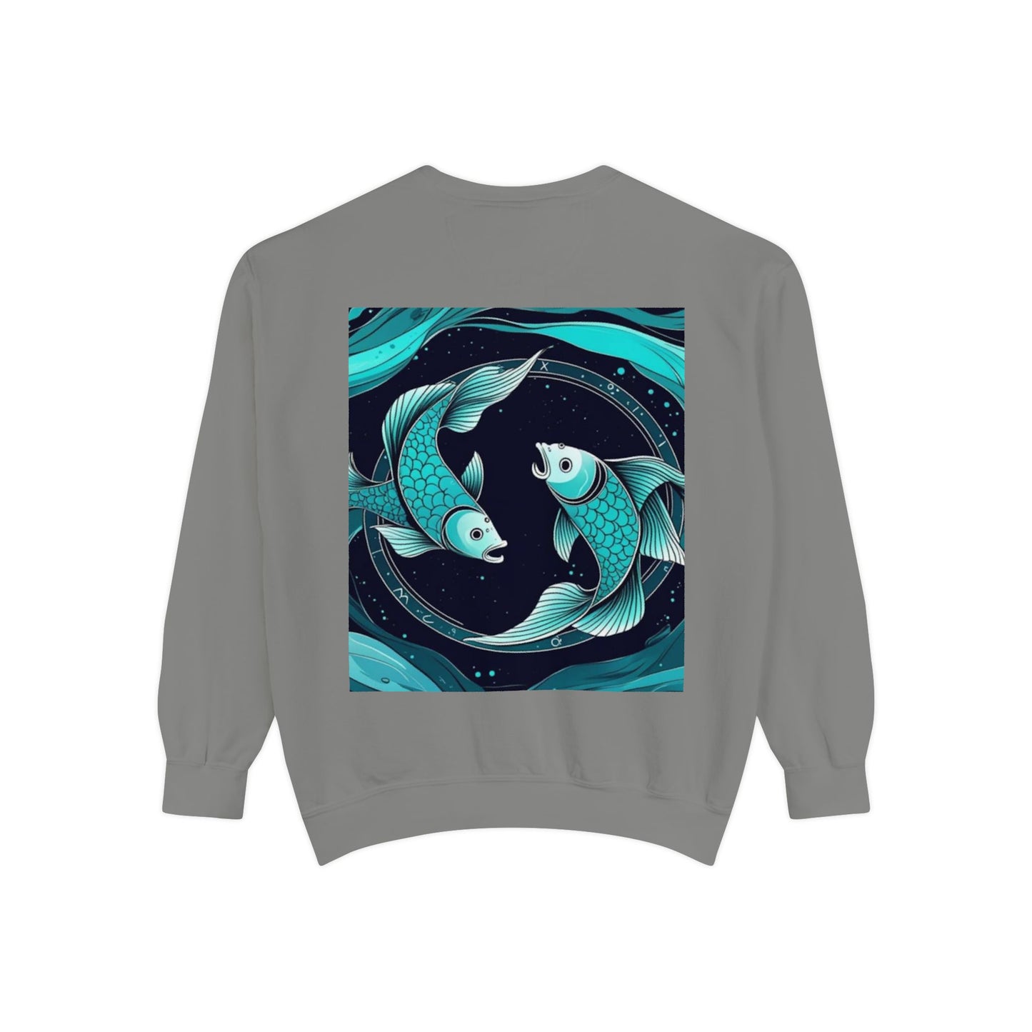 Pisces Astrological sign Unisex Garment-Dyed Sweatshirt, Cozy Sweatshirt, Graphic Pullover, Gift for Nature Lovers, Casual Wear, Stylish Layering