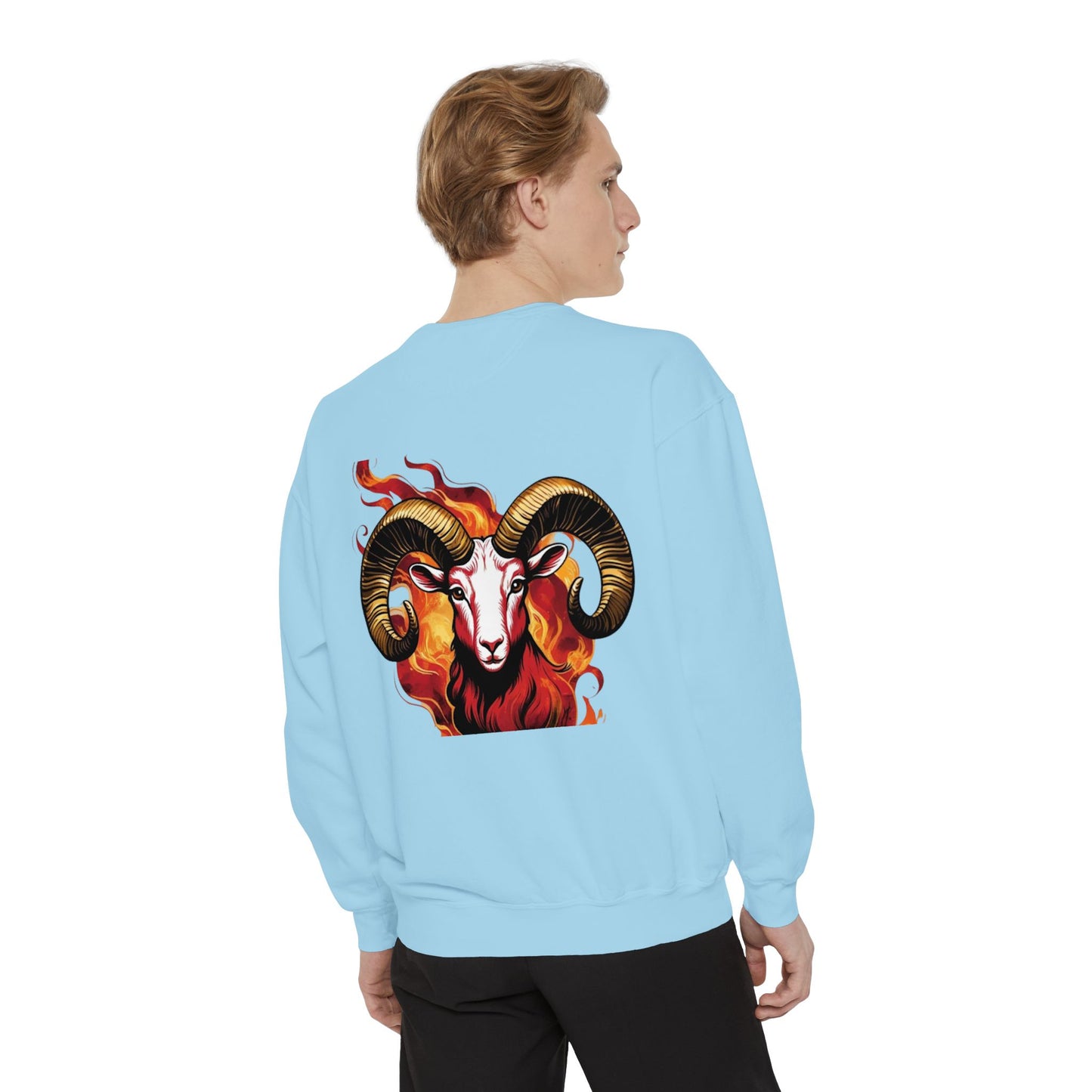 Aries Flame Sweatshirt, Unisex Graphic Sweatshirt, Zodiac Apparel, Astrology Gift, Cozy Casual Wear, Aries Astrology Merchandise