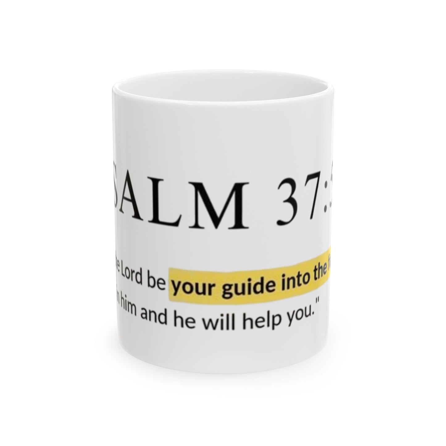 Inspirational Ceramic Mug with Psalm 37:5, Motivational Coffee Cup Gift, Christian Home Decor, Religious Ceramic Drinkware
