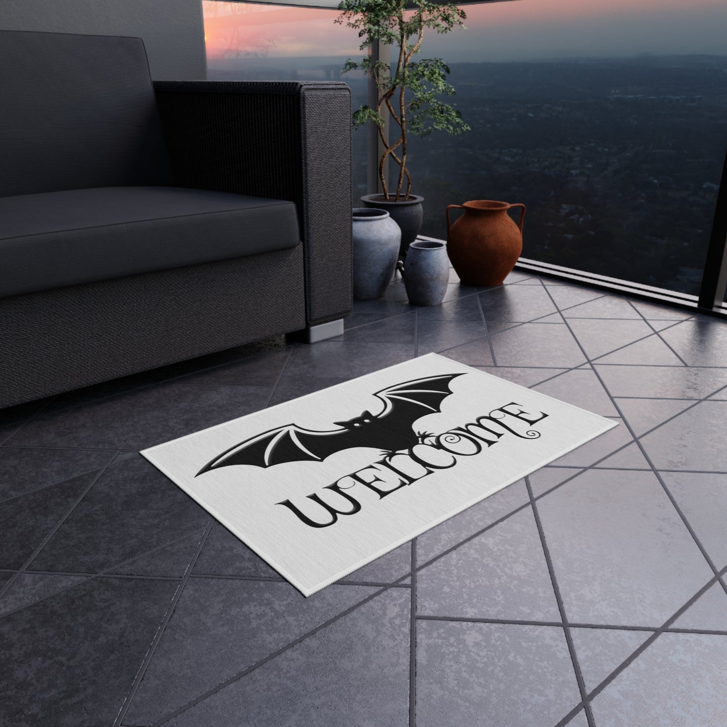 Halloween Bat Outdoor Rug, Spooky Welcome Mat, Fall Decor, Porch Rug, Halloween Home Decoration, Outdoor Welcome Mat