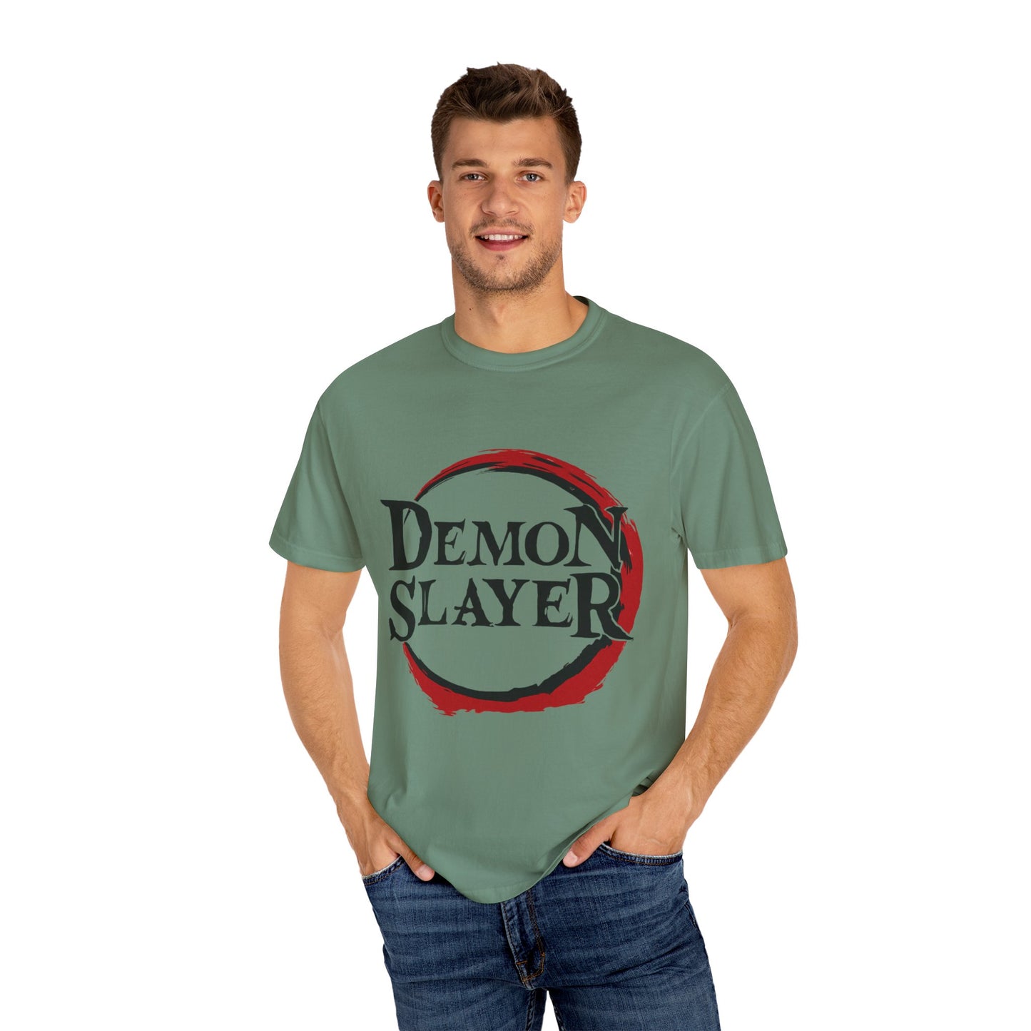 Demon Slayer Unisex Garment-Dyed T-Shirt, Anime Apparel, Gift for Fans, Casual Wear, Trendy Graphic Tee