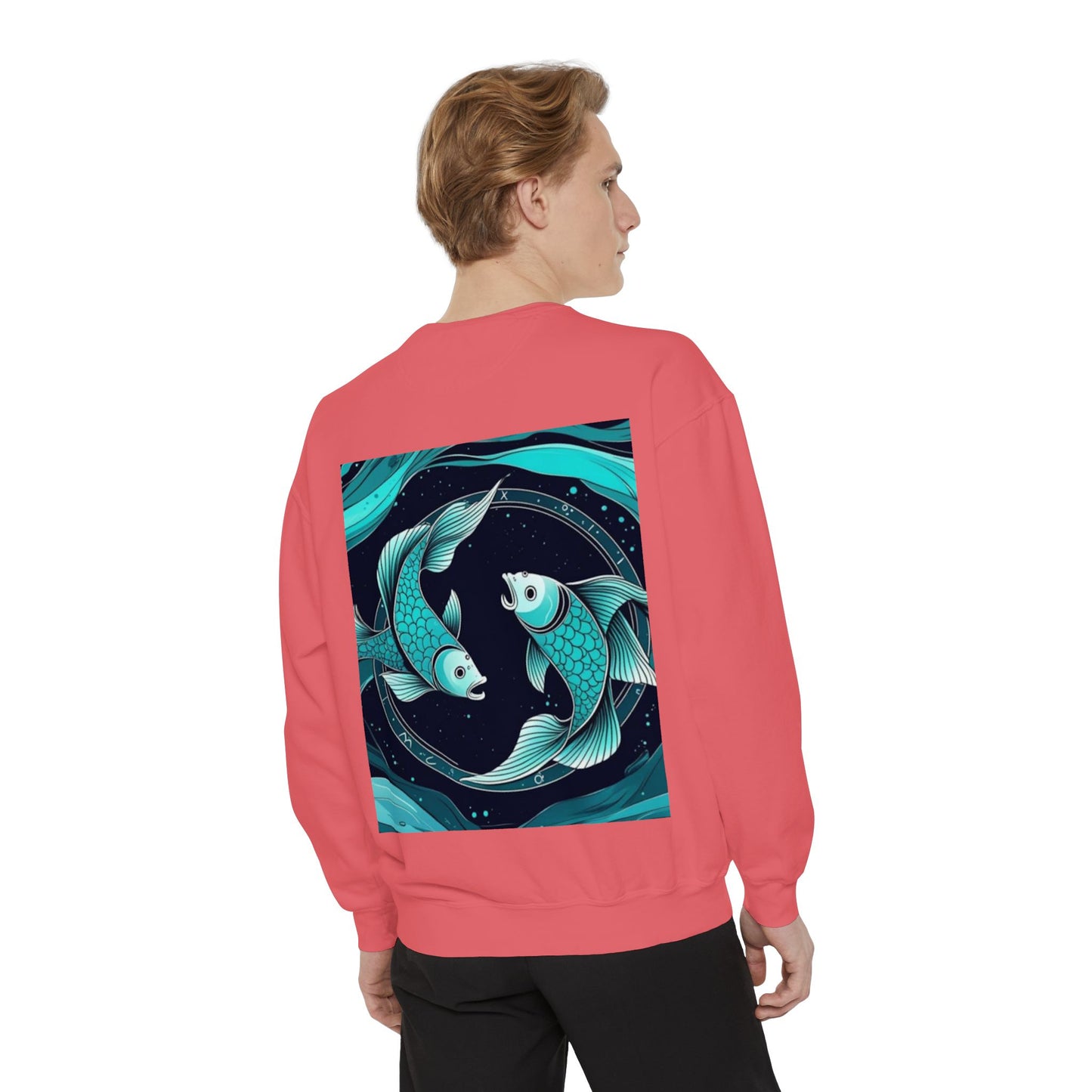 Pisces Astrological sign Unisex Garment-Dyed Sweatshirt, Cozy Sweatshirt, Graphic Pullover, Gift for Nature Lovers, Casual Wear, Stylish Layering