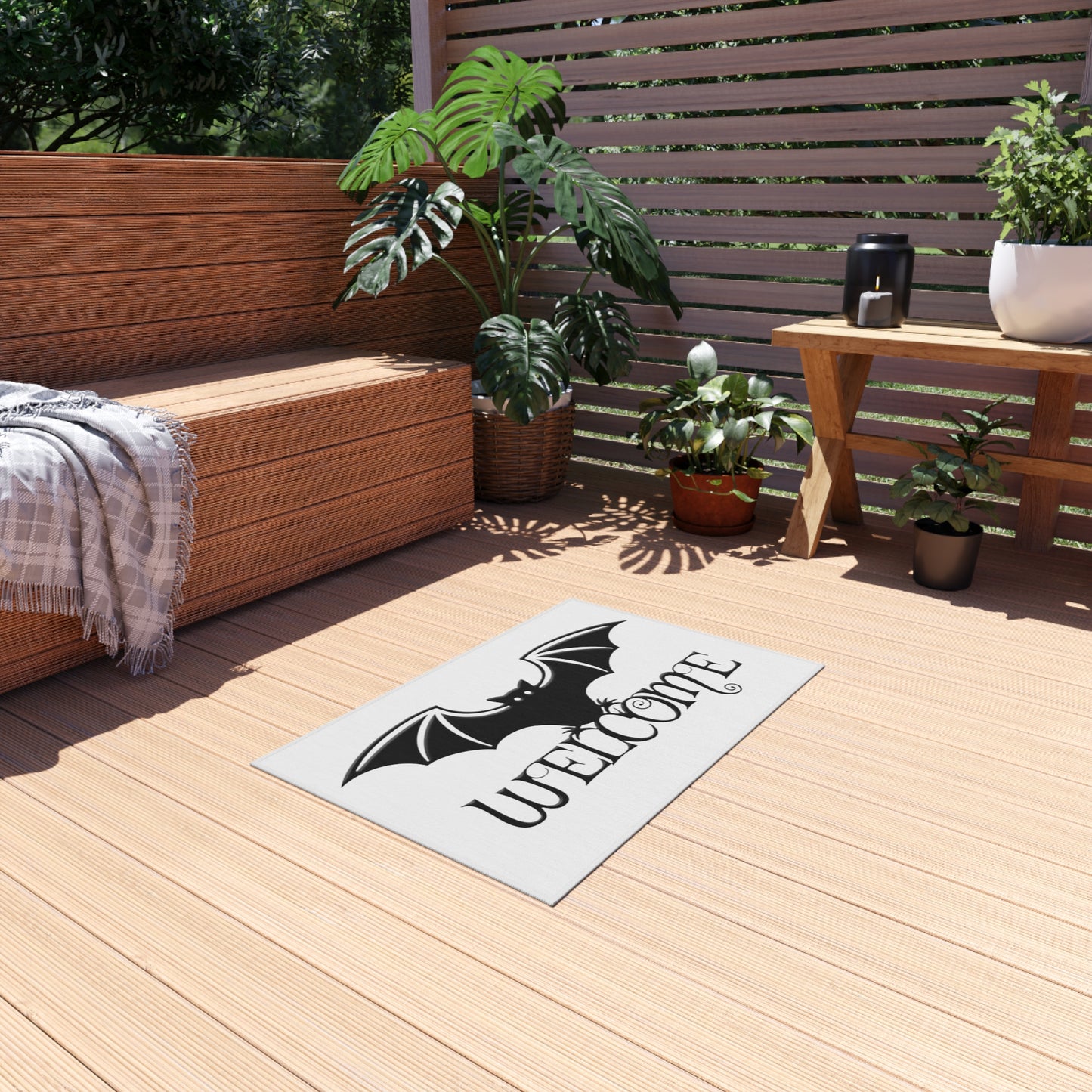 Halloween Bat Outdoor Rug, Spooky Welcome Mat, Fall Decor, Porch Rug, Halloween Home Decoration, Outdoor Welcome Mat