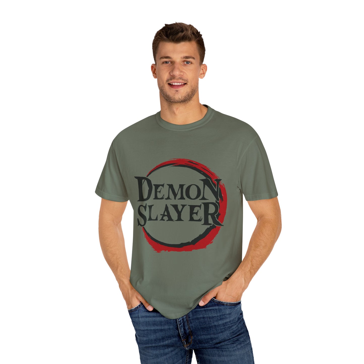 Demon Slayer Unisex Garment-Dyed T-Shirt, Anime Apparel, Gift for Fans, Casual Wear, Trendy Graphic Tee