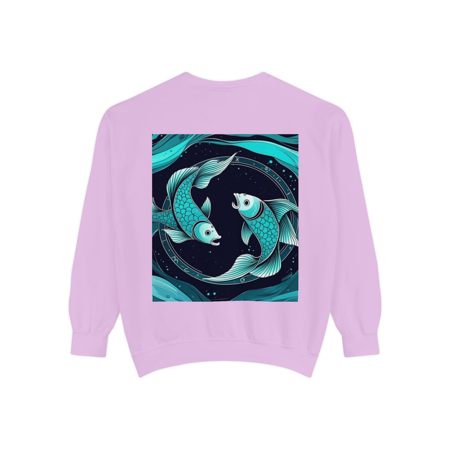 Pisces Astrological sign Unisex Garment-Dyed Sweatshirt, Cozy Sweatshirt, Graphic Pullover, Gift for Nature Lovers, Casual Wear, Stylish Layering
