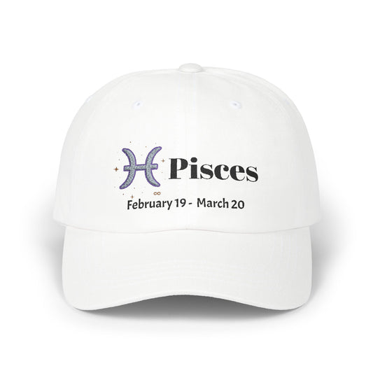 Pisces Classic Dad Cap - Zodiac Hat for Astrology Lovers, Birthday Gift, Casual Style, Adjustable, Personalized Cap