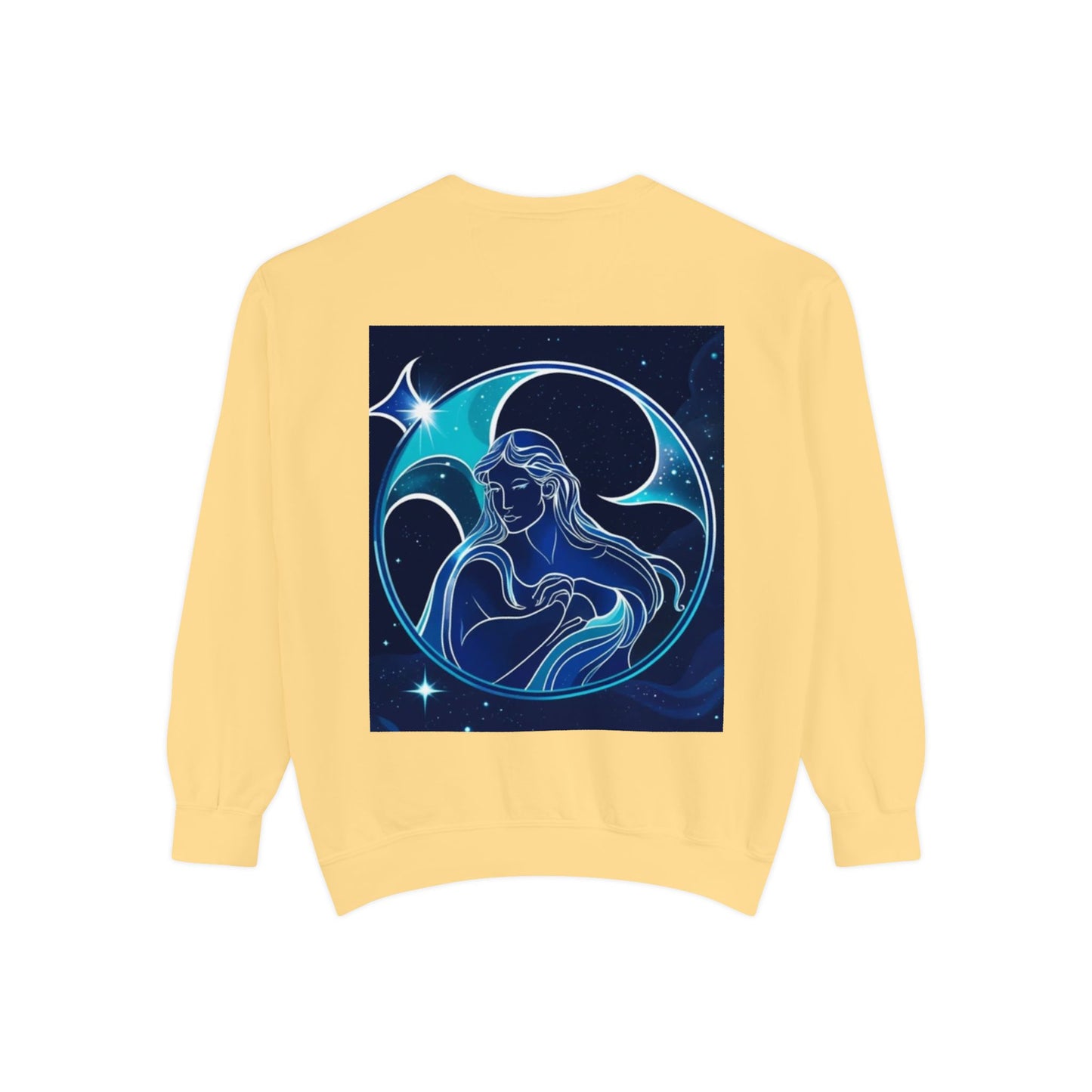 Aquarius Unisex Garment-Dyed Sweatshirt, Zodiac Sign Sweatshirt, Astrology Apparel, Cozy Layer, Astrology Gift