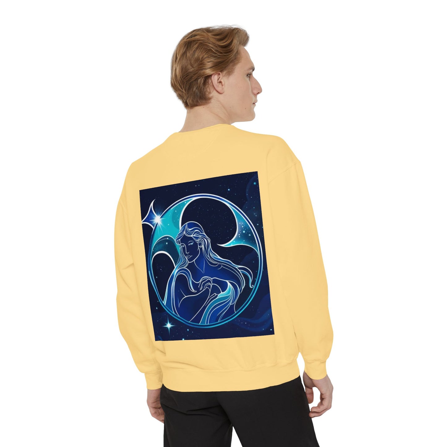 Aquarius Unisex Garment-Dyed Sweatshirt, Zodiac Sign Sweatshirt, Astrology Apparel, Cozy Layer, Astrology Gift