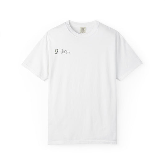 Leo Zodiac T-Shirt, Astrology Tee, Unisex Garment-Dyed Shirt, Birthday Gift for Leo, Celestial Fashion