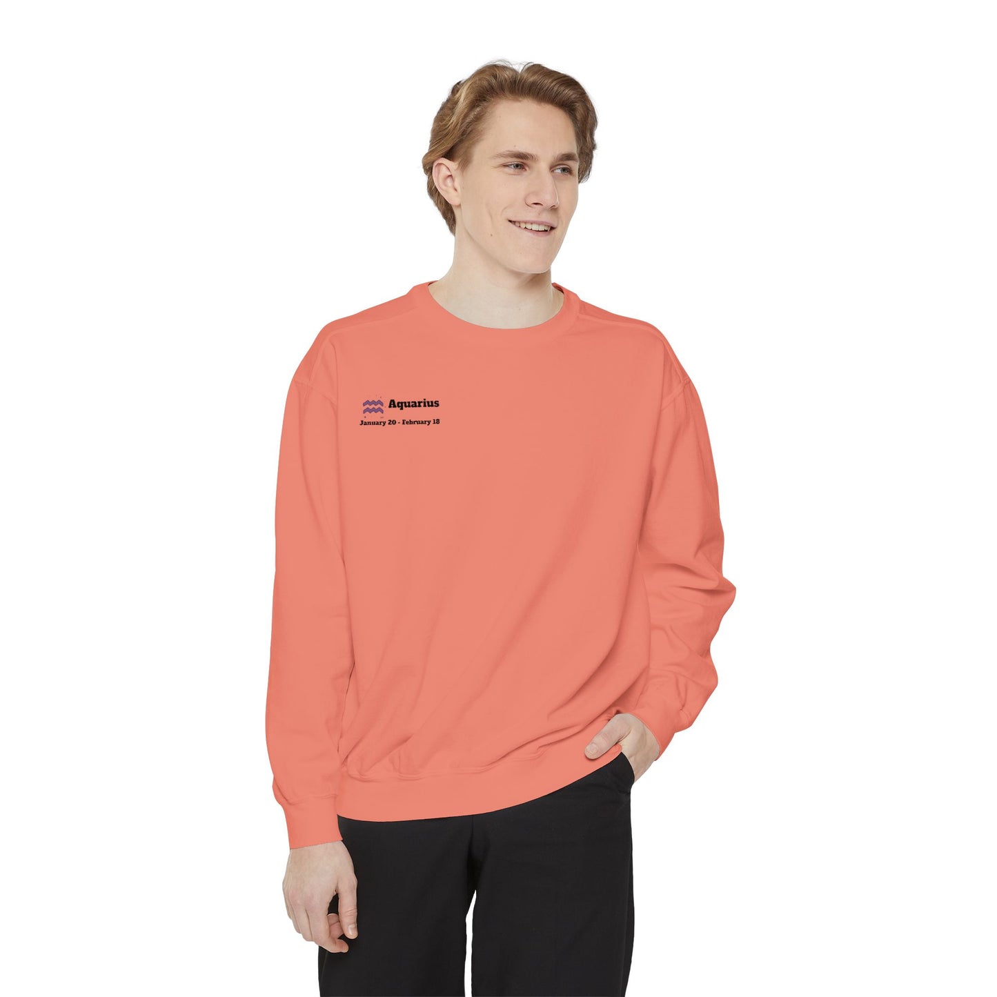 Aquarius Unisex Garment-Dyed Sweatshirt, Zodiac Sign Sweatshirt, Astrology Apparel, Cozy Layer, Astrology Gift