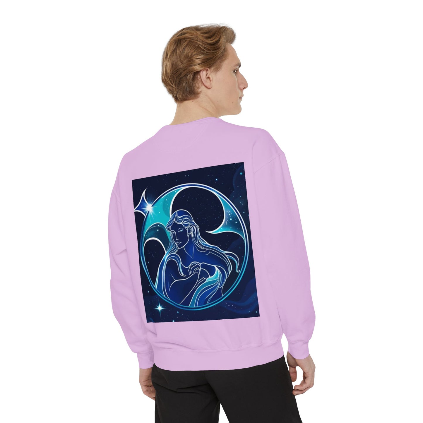 Aquarius Unisex Garment-Dyed Sweatshirt, Zodiac Sign Sweatshirt, Astrology Apparel, Cozy Layer, Astrology Gift