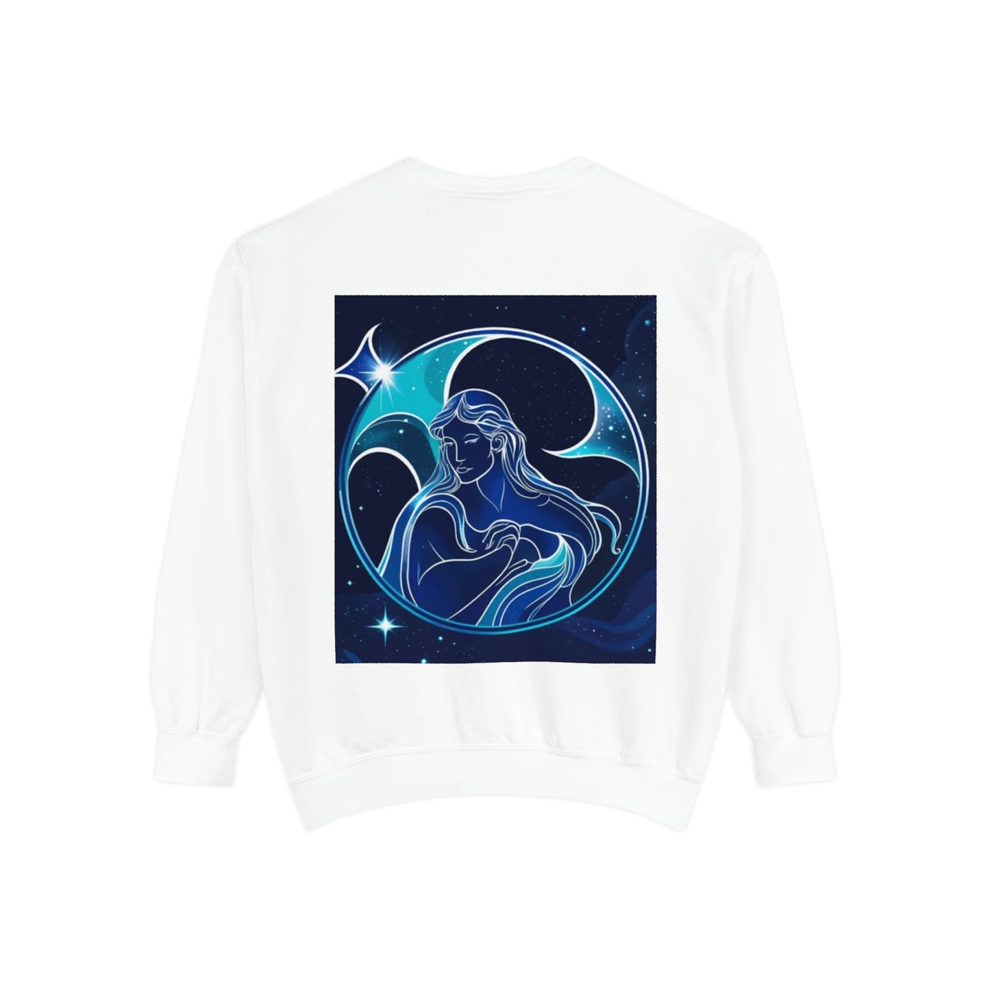 Aquarius Unisex Garment-Dyed Sweatshirt, Zodiac Sign Sweatshirt, Astrology Apparel, Cozy Layer, Astrology Gift