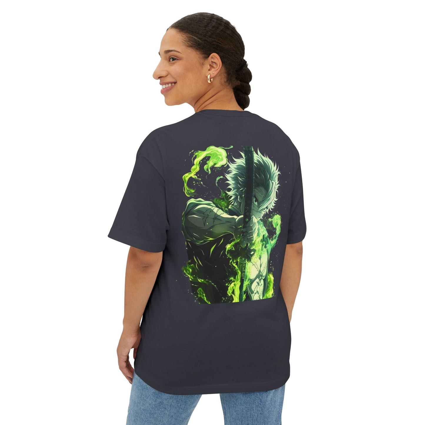 Demon Slayer Unisex Boxy Tee: Anime Fan Gift, Oversized Streetwear, Casual Summer Top, Geek Chic Apparel, Unique Japanese Culture Tee