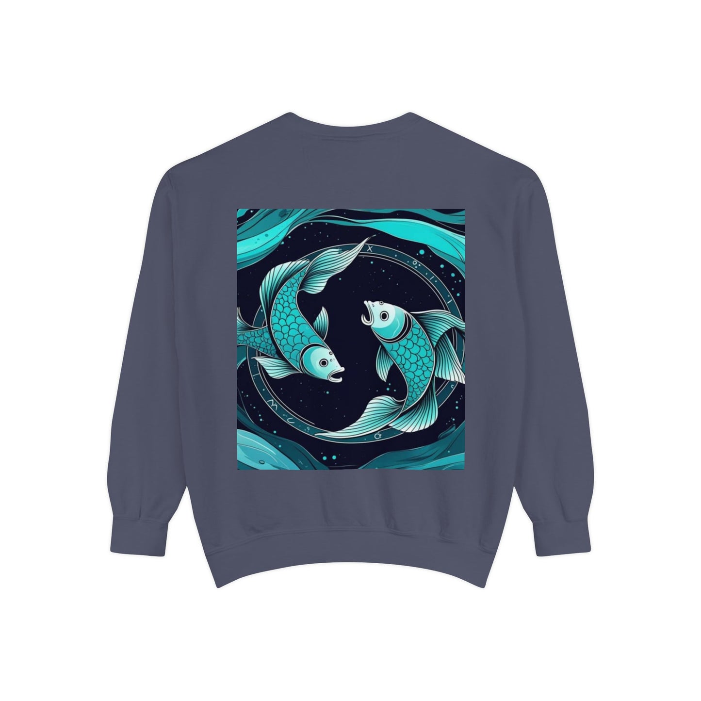 Pisces Astrological sign Unisex Garment-Dyed Sweatshirt, Cozy Sweatshirt, Graphic Pullover, Gift for Nature Lovers, Casual Wear, Stylish Layering