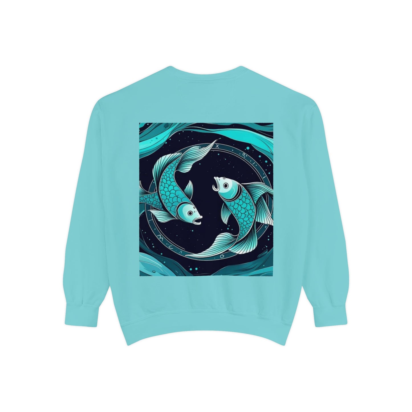 Pisces Astrological sign Unisex Garment-Dyed Sweatshirt, Cozy Sweatshirt, Graphic Pullover, Gift for Nature Lovers, Casual Wear, Stylish Layering