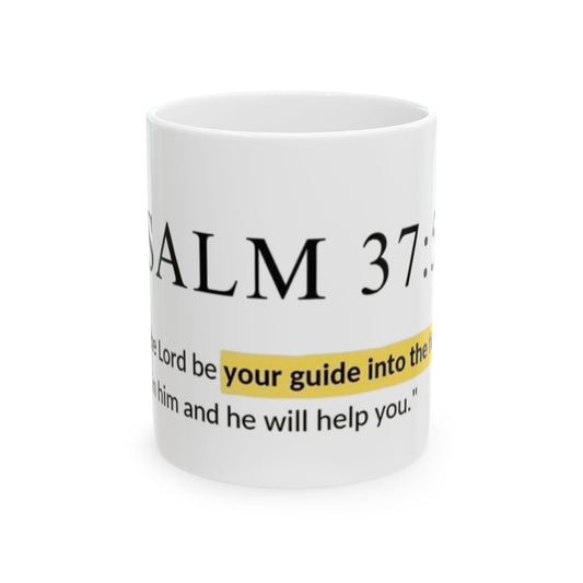 Inspirational Ceramic Mug with Psalm 37:5, Motivational Coffee Cup Gift, Christian Home Decor, Religious Ceramic Drinkware