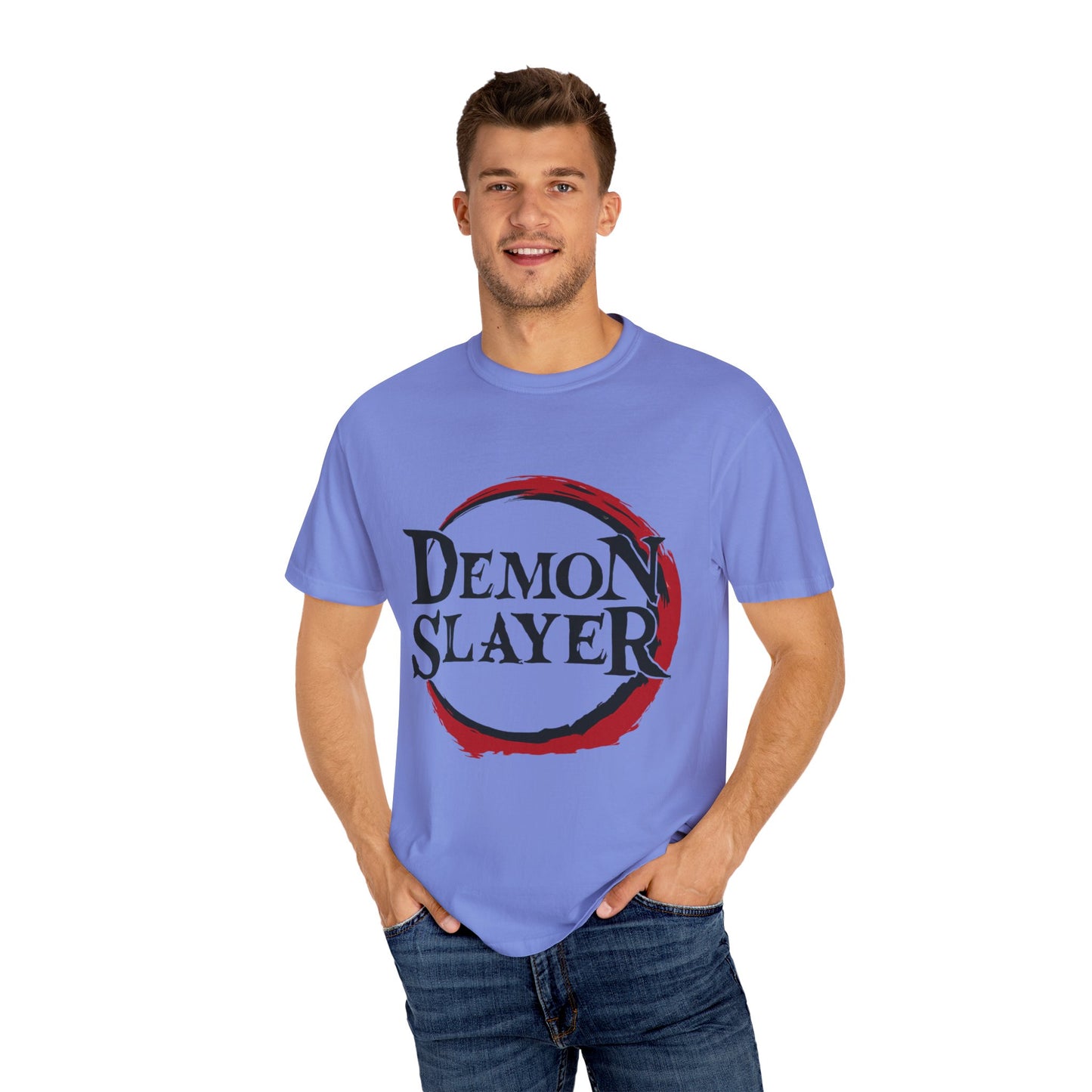 Demon Slayer Unisex Garment-Dyed T-Shirt, Anime Apparel, Gift for Fans, Casual Wear, Trendy Graphic Tee