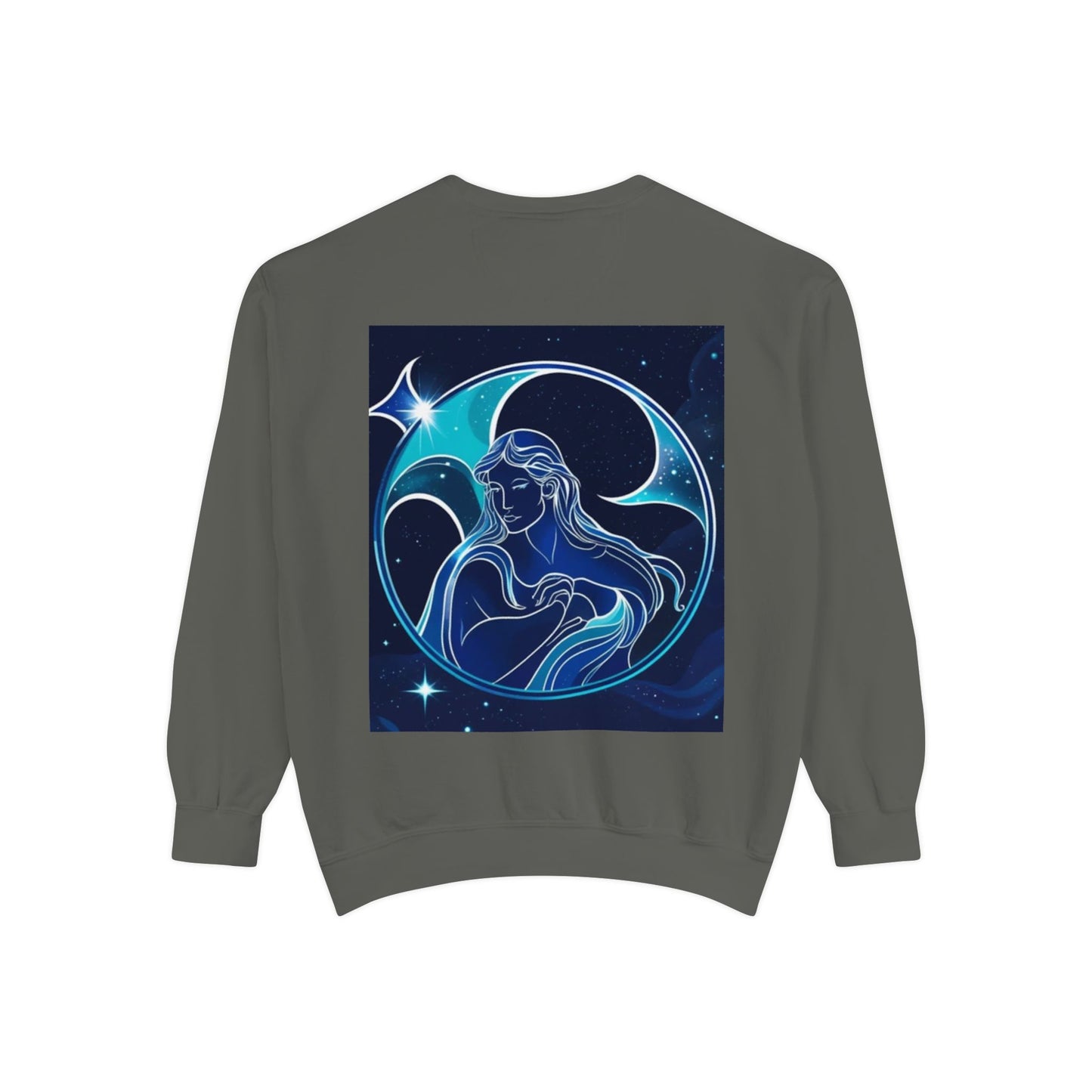 Aquarius Unisex Garment-Dyed Sweatshirt, Zodiac Sign Sweatshirt, Astrology Apparel, Cozy Layer, Astrology Gift