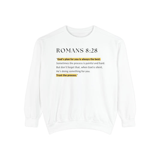 Inspirational Unisex Sweatshirt - Romans 8:28 Quote, Cozy Gift, Faith-based Apparel, Casual Wear, Everyday Comfort