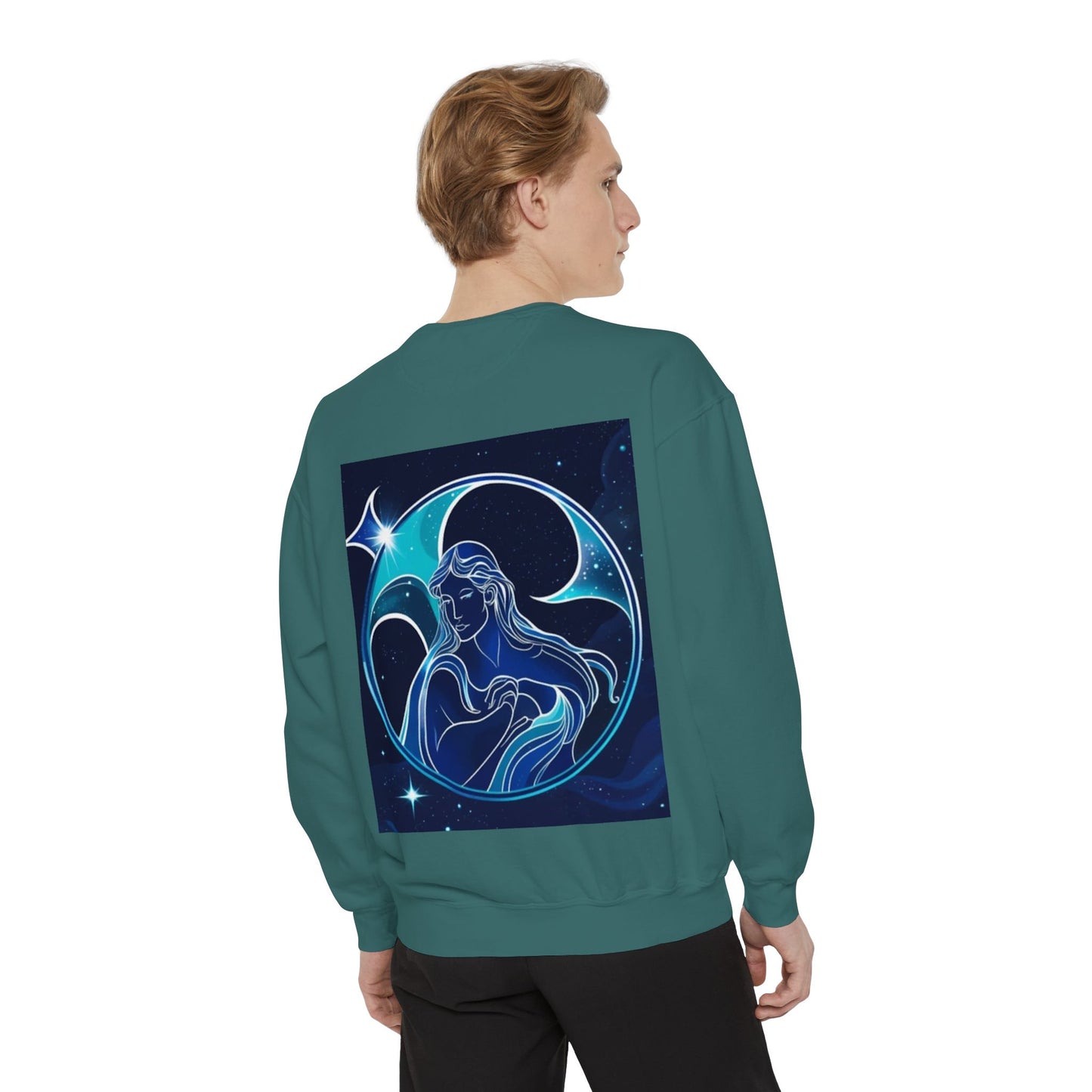 Aquarius Unisex Garment-Dyed Sweatshirt, Zodiac Sign Sweatshirt, Astrology Apparel, Cozy Layer, Astrology Gift