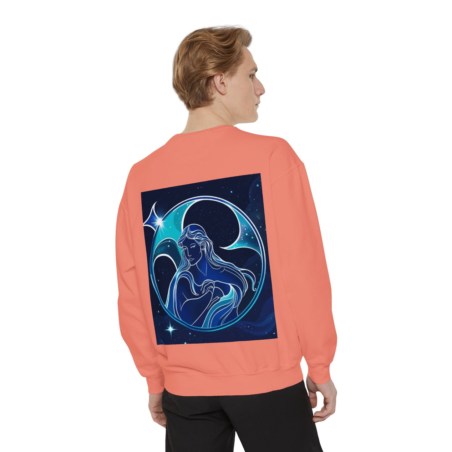 Aquarius Unisex Garment-Dyed Sweatshirt, Zodiac Sign Sweatshirt, Astrology Apparel, Cozy Layer, Astrology Gift