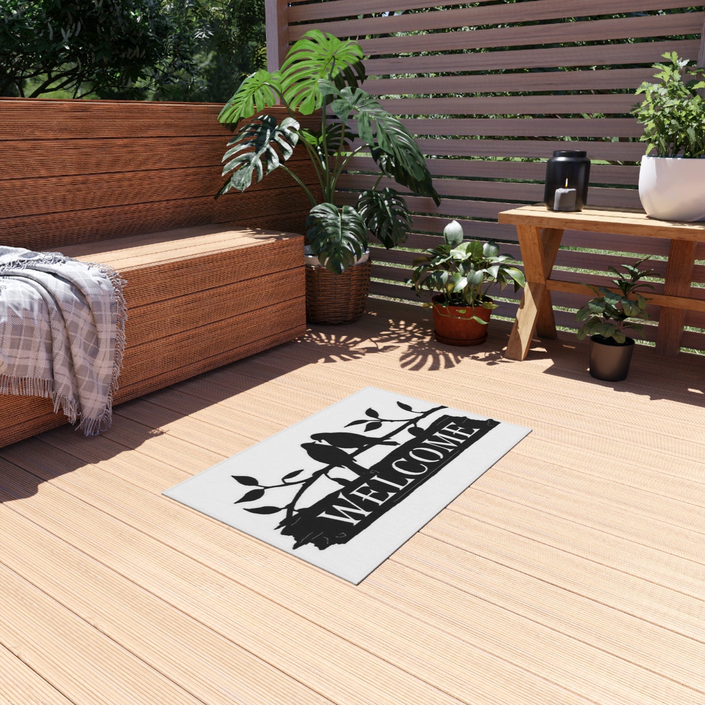 Charming Welcome Outdoor Rug, Patio Decor, Garden Mat, Front Porch Accessory, Rustic Home Welcome Sign, Outdoor Living Styling