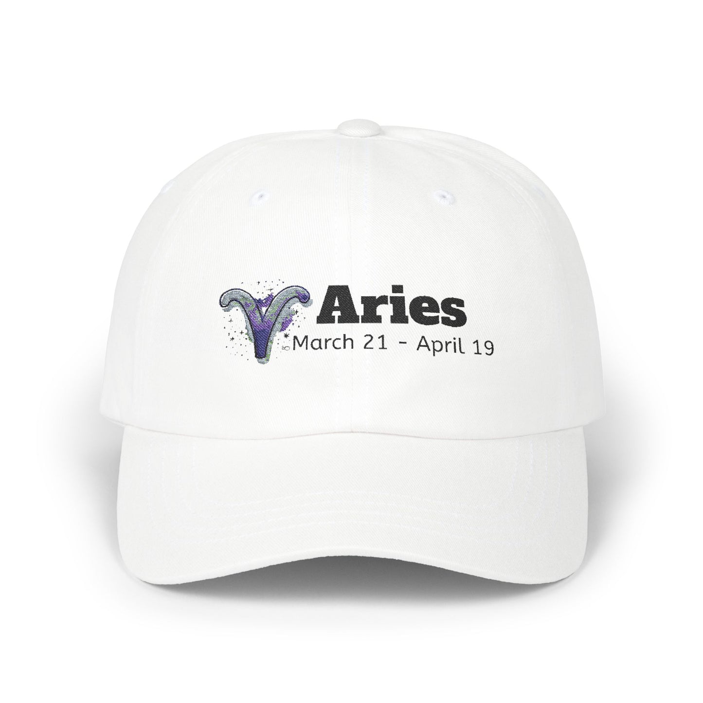 Astrological Aries Dad Cap | Classic White Baseball Hat, Birthday Gift, Zodiac Fashion, Home, Everyday Style, Astrology Lover